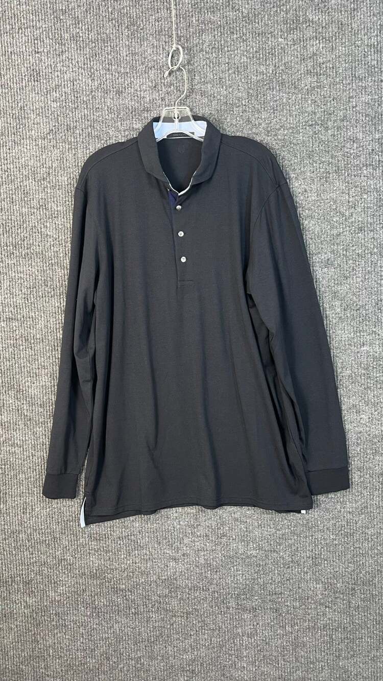 Greyson Mens Long Sleeve Polo Shirt XL Black Pima Cotton Golf Preppy Peru